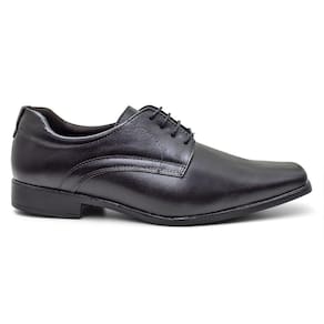 Sapato Social Preto 100% Couro Conforto Masculino Cadarço Reuniao Elegante Fork