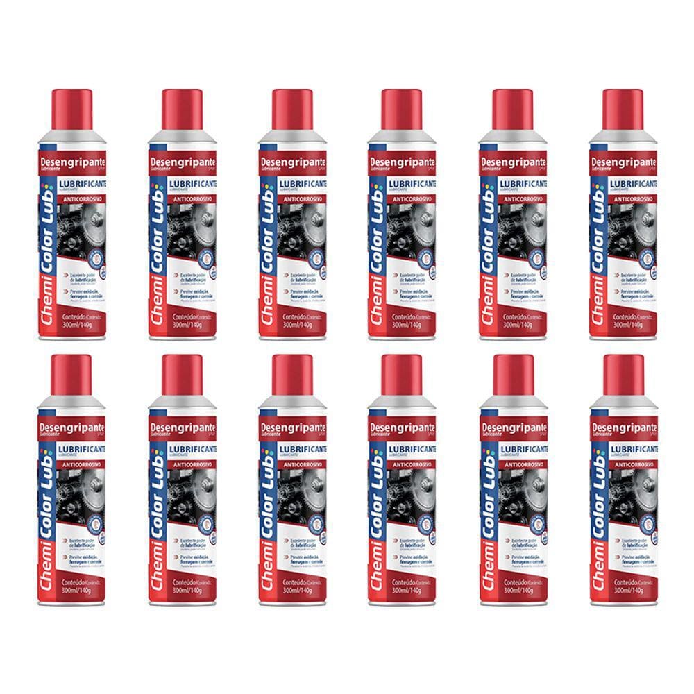 Kit 12 Óleos Desengripantes Lubrificante 300ml Spray Chemicolor