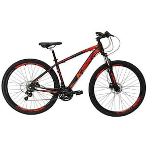 Bicicleta Aro 29 Ksw Xlt Alumínio 24v Câmbios Shimano Garfo com Trava no Ombro - Preto\Vermelho\Laranja