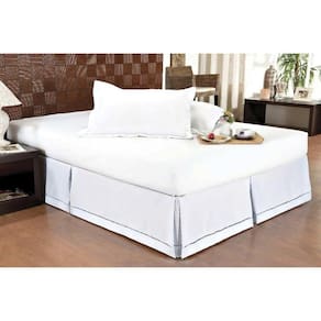 Saia Cama Box Solteiro Babado Ponto Palito Branco (90x190) - Ortobom