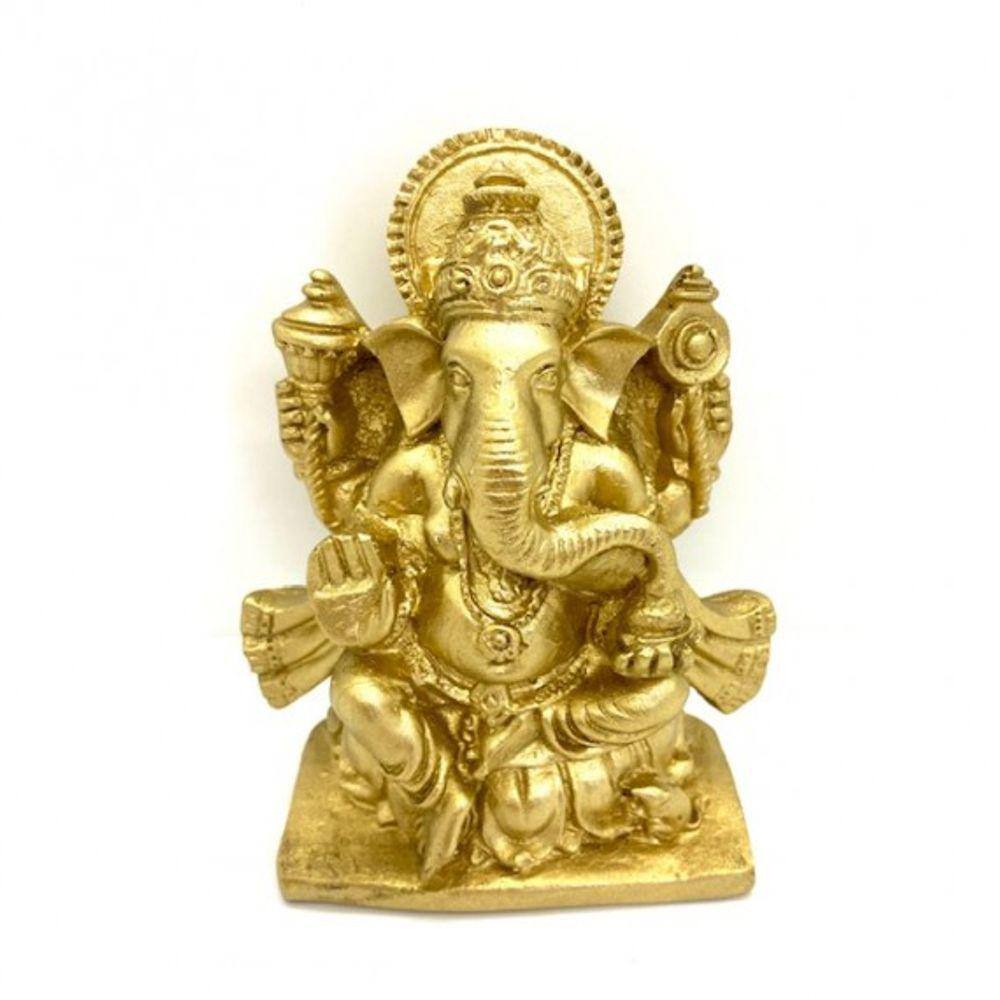 Imagem Ganesh Sentado Escultura Resina Estátua 11 cm