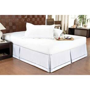 Saia Cama Box Casal Babado Ponto Palito Branco (140x190) - Ortobom