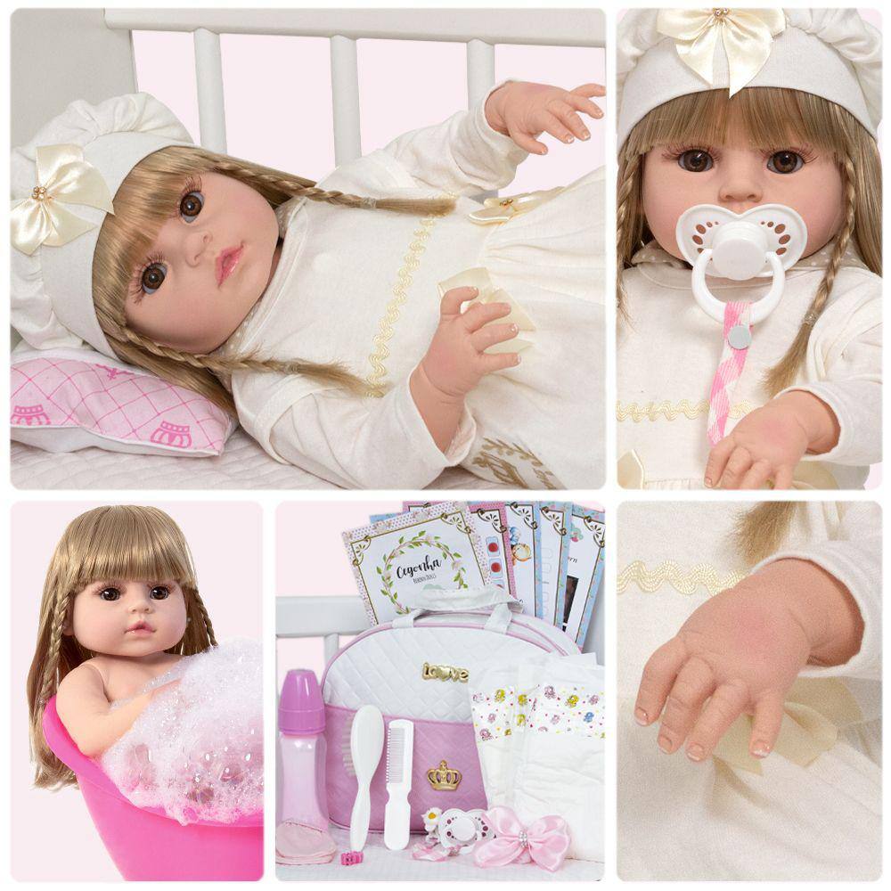 Bebê Reborn 100% Silicone + 23 Itens Bolsa Maternidade - Princesa Reborn