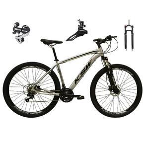 Bicicleta Aro 29 Ksw Xlt 24v Câmbio Tras. Shimano Acera K7 Garfo Trava Freio a Disco - Prata\Preto
