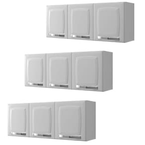 Conjunto 3 Armários de Cozinha Aéreos Itatiaia Aço 3 Portas Rose Branco Neve