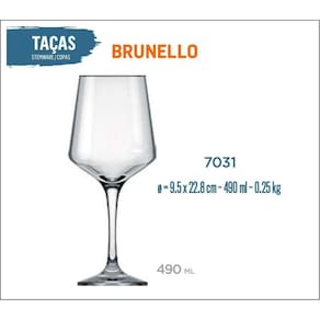 12 Taças Brunello 490Ml - Vinho Tinto Rosé Branco Água