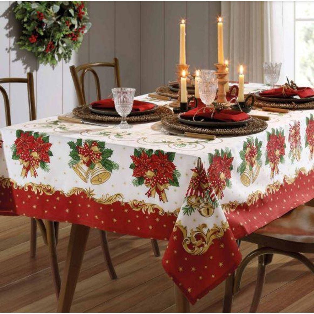 Toalha De Mesa Retangular 6 Lugares Athenas Natal 107 Dohler