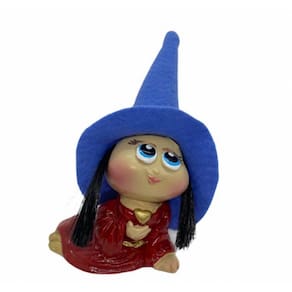 Imagem Bruxa Mary Azul Escultura Resina 11 Cm
