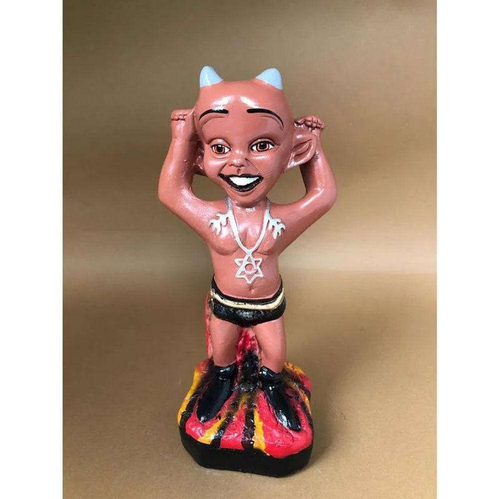 Imagem Exu Mirim Brasinha Escultura Gesso Estatua 40 Cm