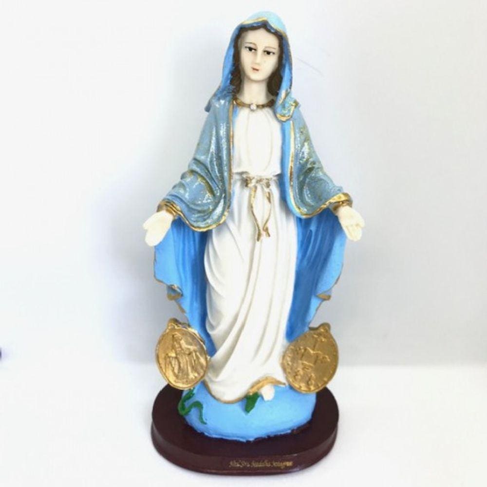 Imagem Nossa Sra Das Medalhas Escultura Resina 26 cm