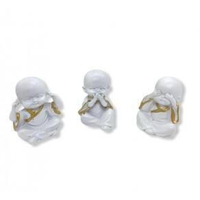 Imagem Trio Budas  Escultura  Resina Estátua 05 cm