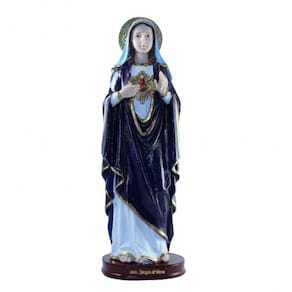Imagem Coração Maria Escultura Resina Estátua 31 cm