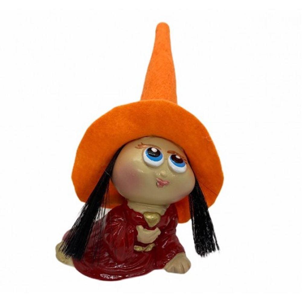 Imagem Bruxa Mary Laranja Escultura Resina 11 Cm