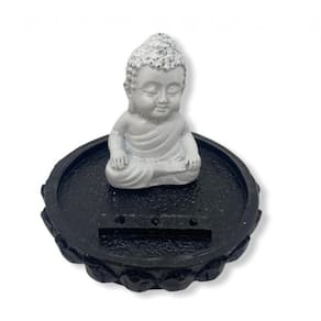 Imagem Incensário Buda Flôr Lotús Escultura Resina 07 Cm