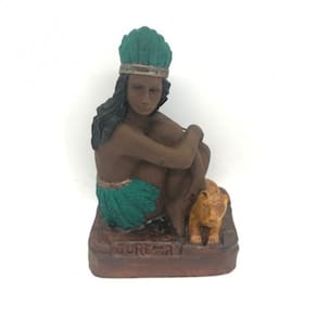 Imagem Cabocla Jurema Verde Escultura Resina 15 cm