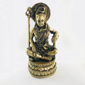 Imagem Shiva Dourado Escultura Resina Estátua 16 cm