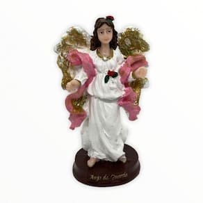 Imagem Anjo da Guarda Rosa Escultura Resina Estátua  14 cm
