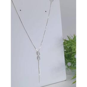 Corrente Gravatinha Zircônias Ovais Prata 925 de Lei Ref 27345