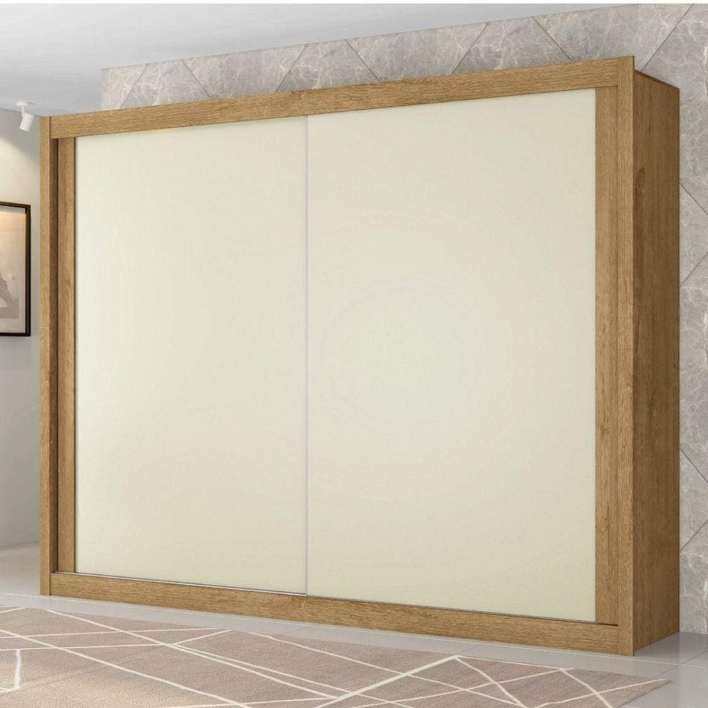 Guarda Roupa Casal 2 Portas 4 Gavetas Creta Móveis Europa Amêndoa/Off White