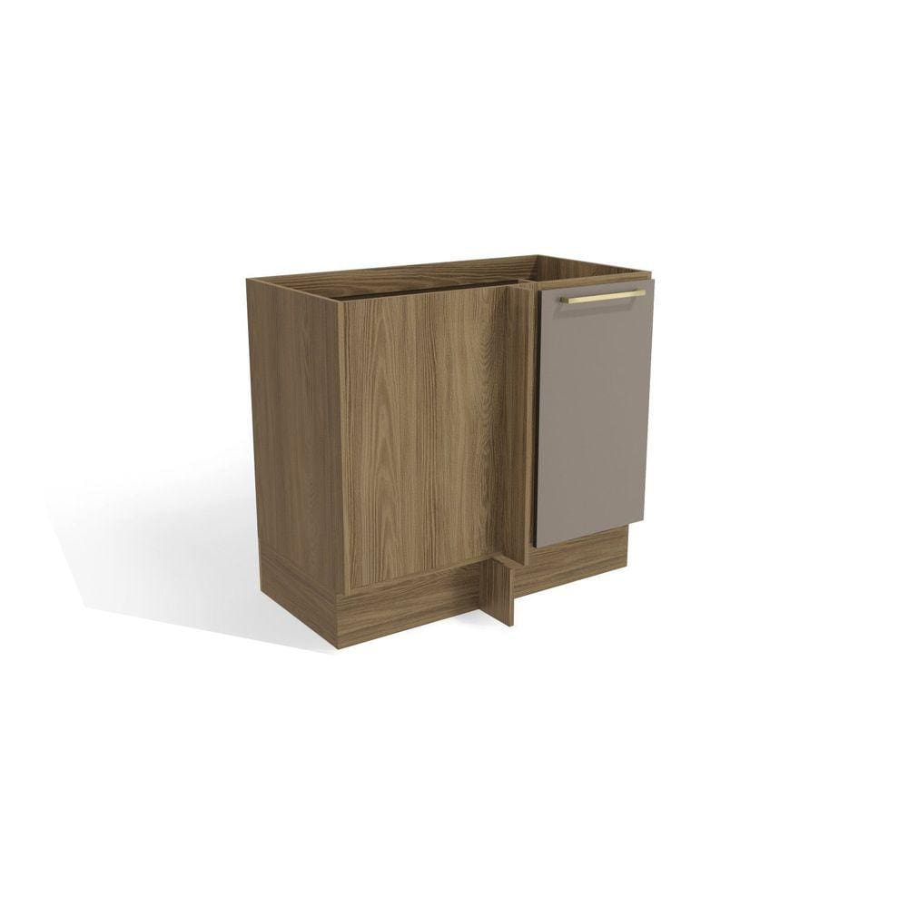 Balcão de Cozinha Canto 98cm 1 Porta Madeira Kappesberg Nogueira/Cinza