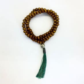 Japamala Budista 108 Contas Madeira Cristal Pompom Verde 8MM