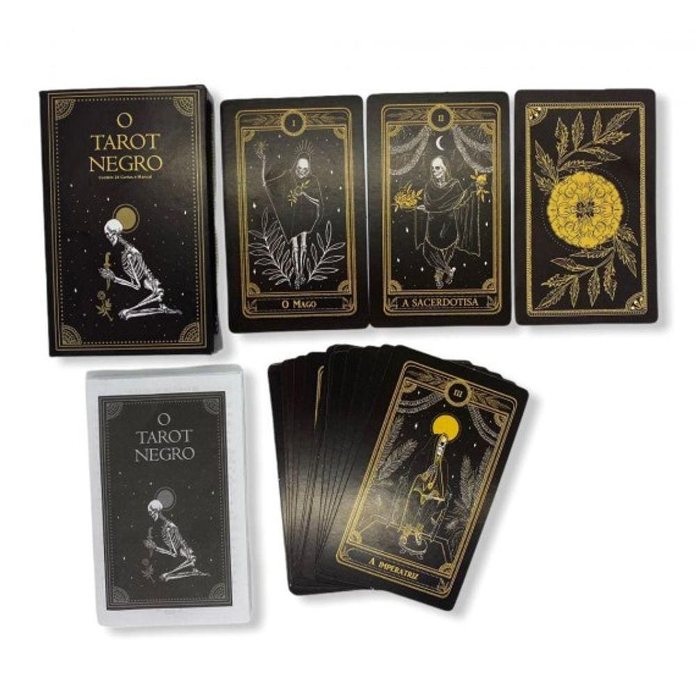 Baralho O Tarot Negro 78 cartas Completo Todos os Arcanos