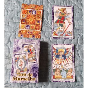 Tarot Marselha Branco C/ Roxo 22 Cartas e Manual