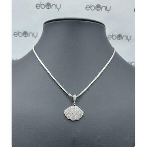 Conjunto Pingente Concha + Corrente Banhado À Rhodium