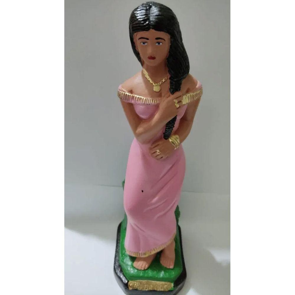 Imagem Cigana Rosa Escultura Gesso Estatua 20 Cm