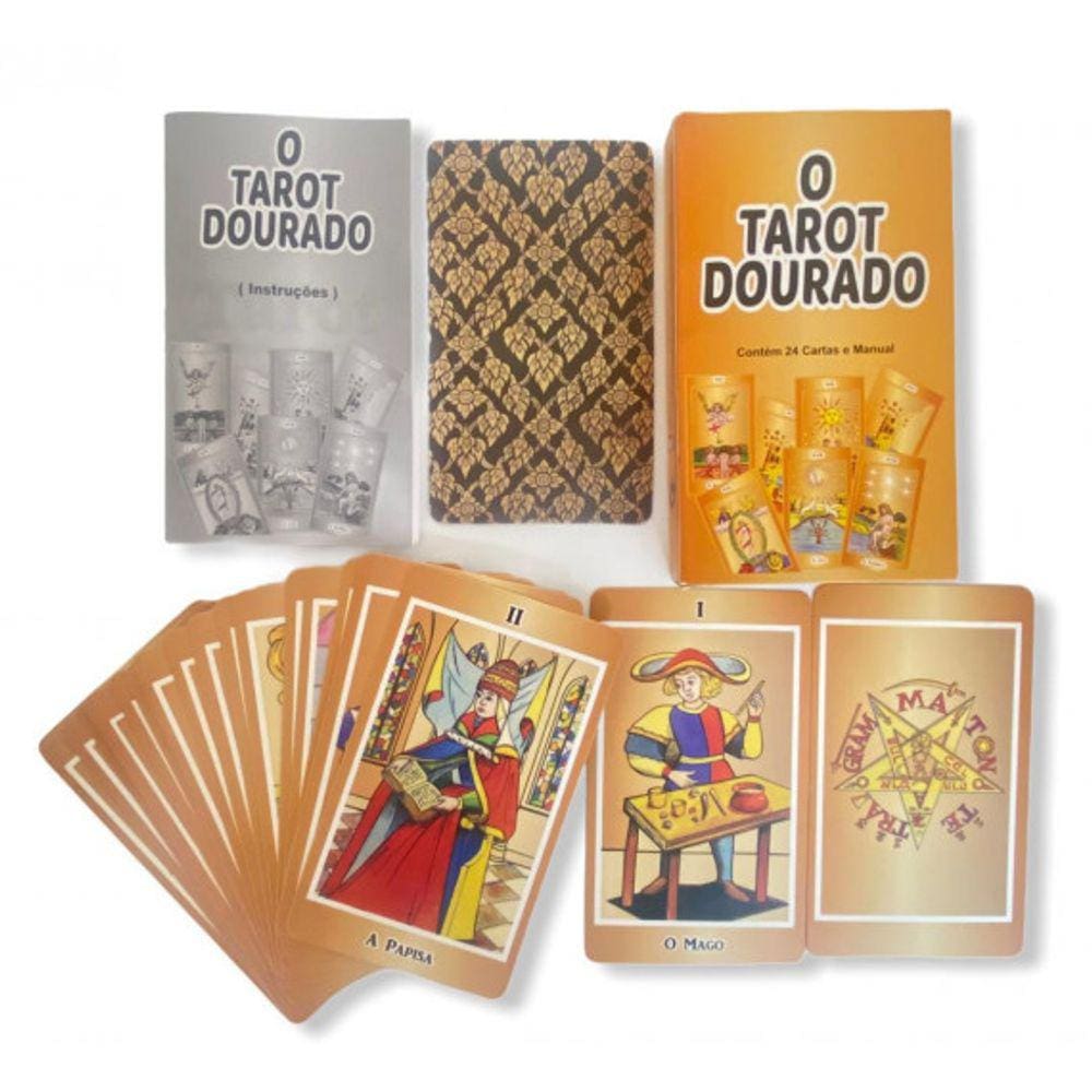 Baralho O Tarot Dourado  24 Cartas e Manual