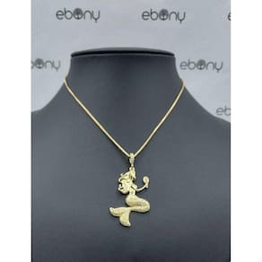 Conjunto Pingente Sereia + Corrente Banhado À Ouro 18K