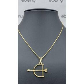 Conjunto Pingente Ofá Oxóssi + Corrente Banhado Ouro