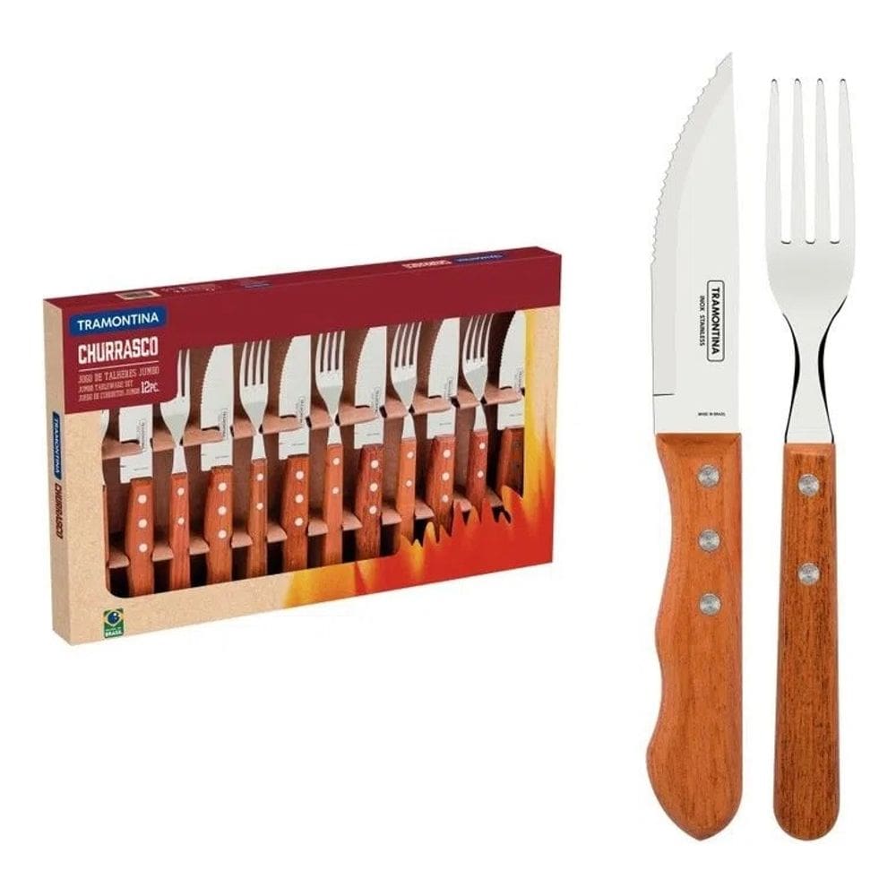 Conjunto para Churrasco Tramontina 12 Peças em Aço Inox - Gafo e Faca