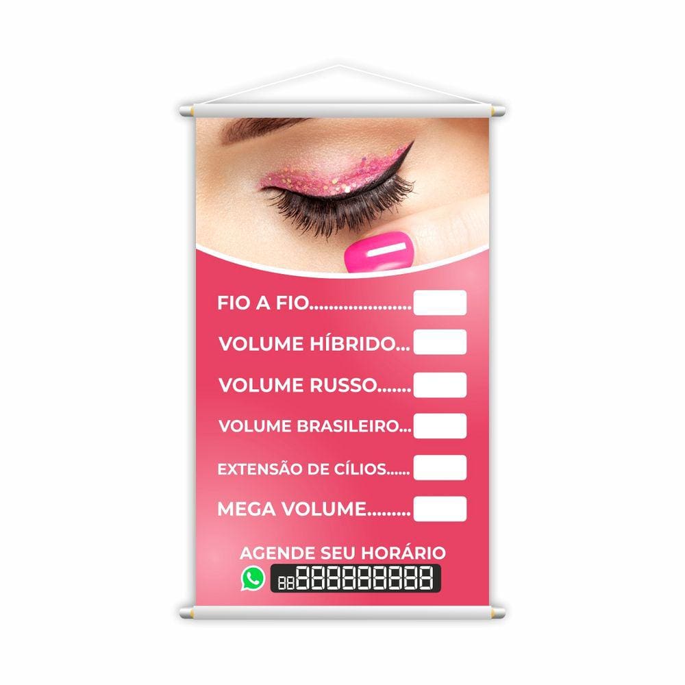 Banner Cílios Técnicas Procedimentos Salão 60x40cm