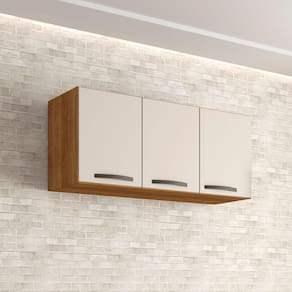 Armário Aéreo 3 Portas Valência Sallêto Móveis Cinamomo/Off
