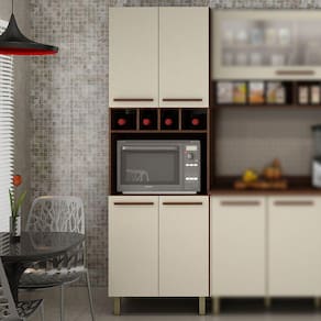 Paneleiro Duplo 4 Portas com Torre Quente Pérola Valdemóveis Chocolate/Off White