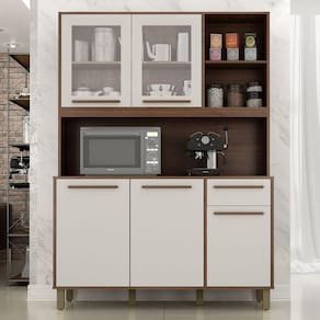 Armário para Cozinha 5 Portas 1 Gaveta Rubi Valdemóveis Chocolate/Off White