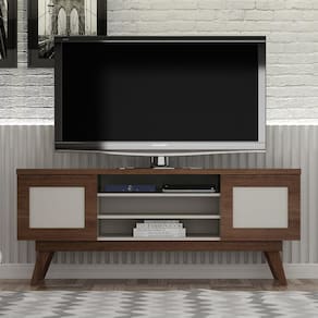 Rack para TV até 65 Polegadas 2 Portas Detroit Valdemóveis Chocolate/Off White