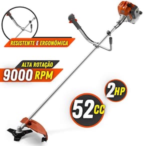 Podador de Grama Á Gasolina Tekna RL520ACN-TK 2T 52 Cilindradas Alta Potência 2HP Alta Rotação 9000rpm Com Carretel Fio Nylon e Faca 3 Pontas