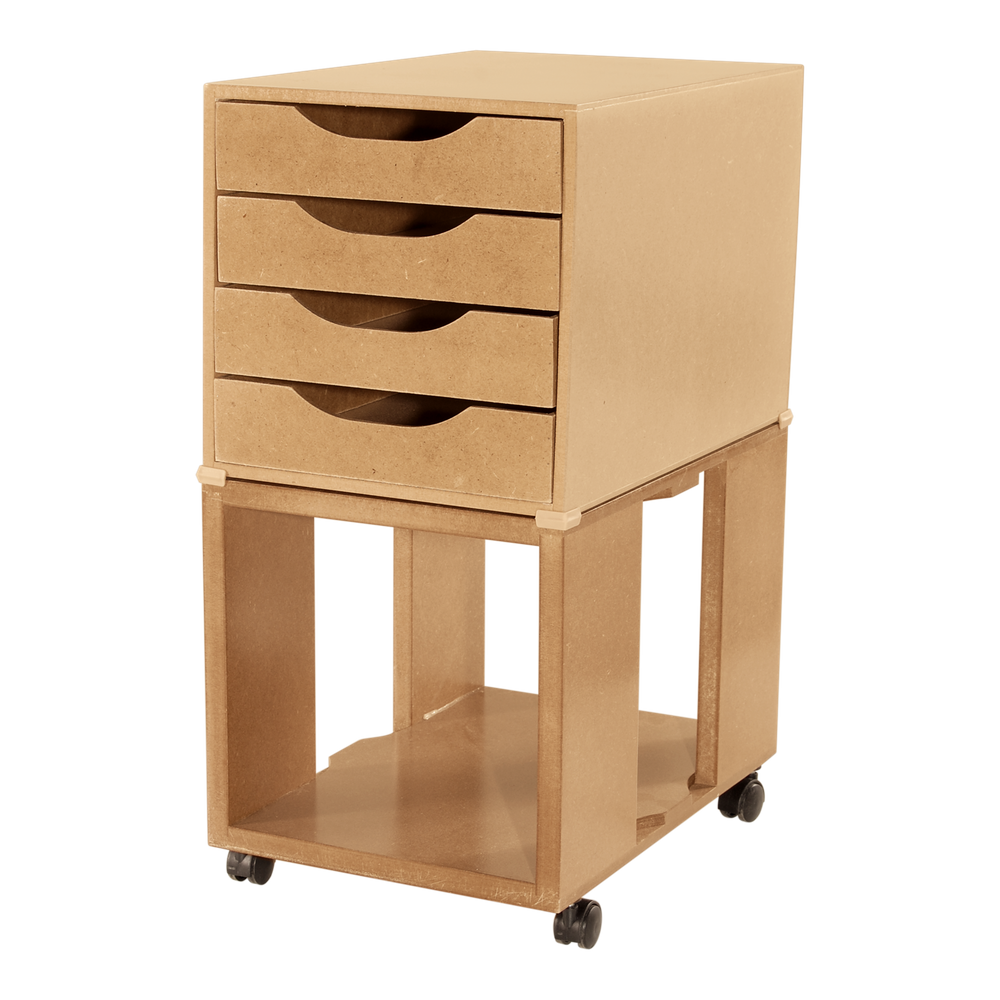 Organizado de Escritório Gaveteiro Easy Box MDF 4 Gavetas com Rodízios Natural