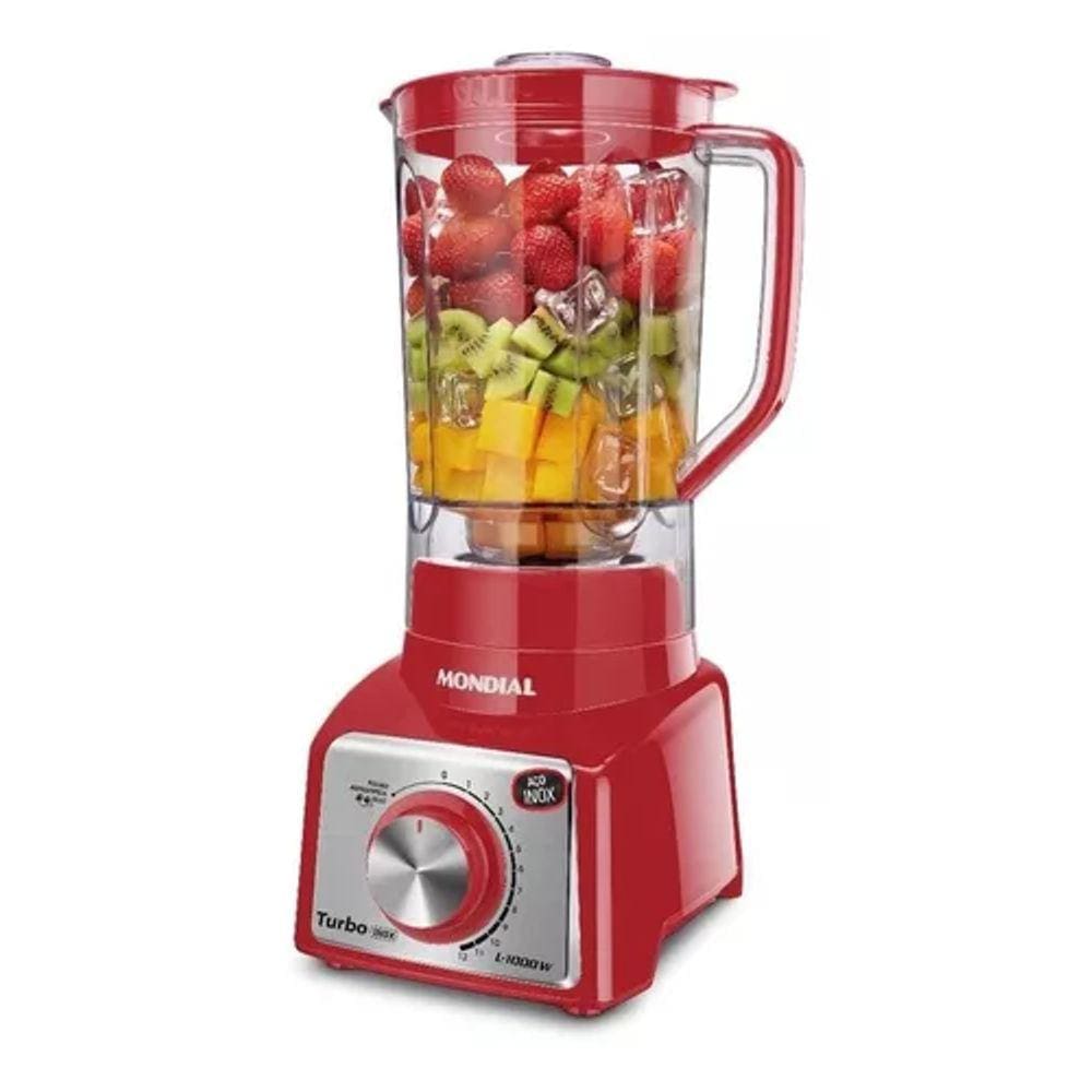 Liquidificador Turbo Portátil Mondial L-1000 Inox Red