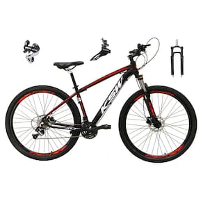 Bicicleta Aro 29 Ksw Xlt 24v Câmbio Tras. Shimano Acera K7 Garfo Trava Freio a Disco - Preto\Vermelho\Branco
