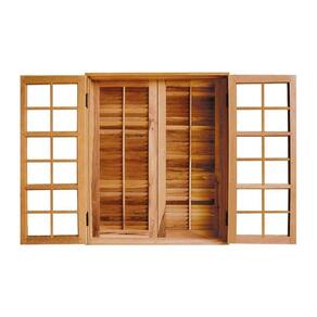Janela de Madeira Abrir Padrão Imbuia 120x100cm 4 Folhas Rodam Marroml