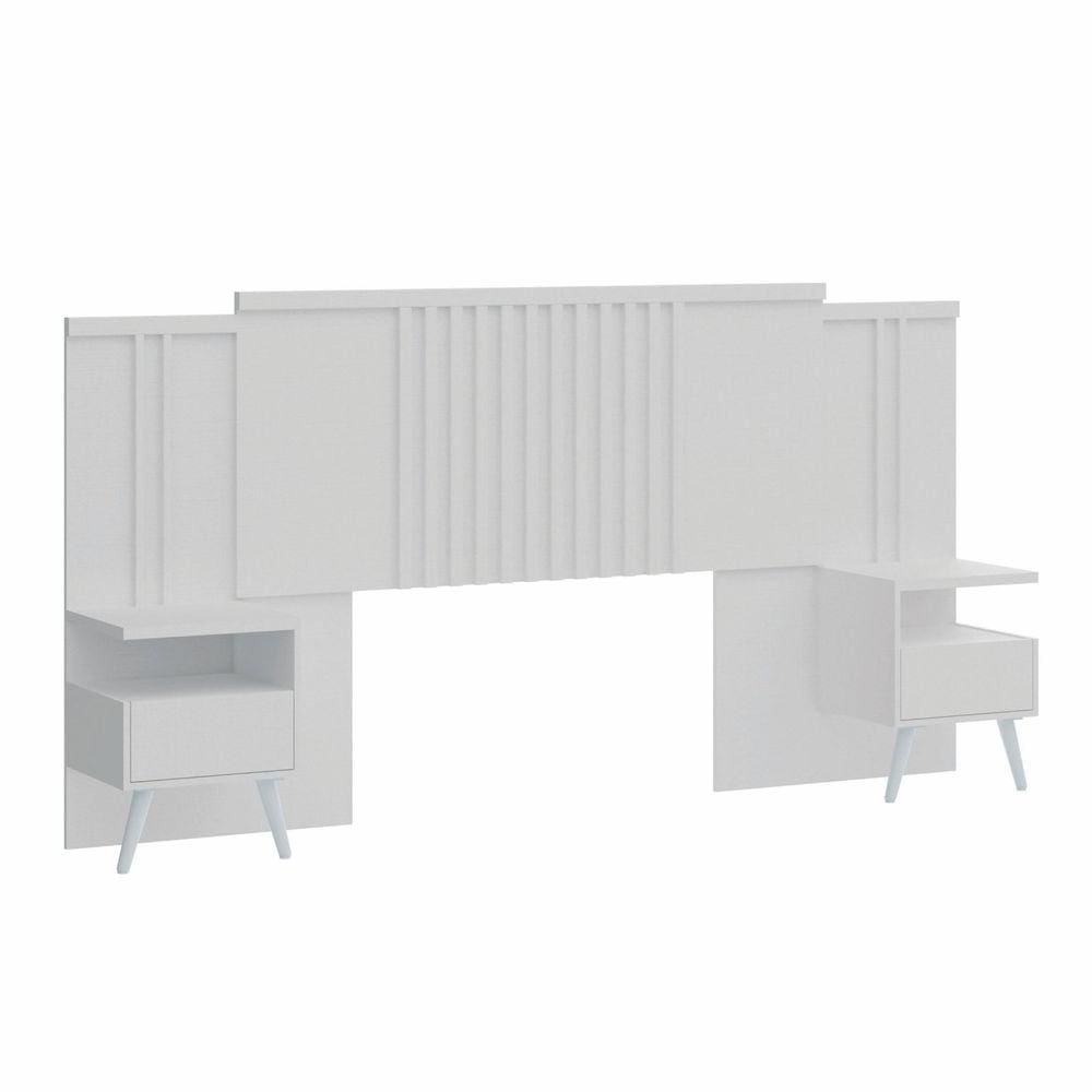 Cabeceira Casal Flora Branco Line/Boucle