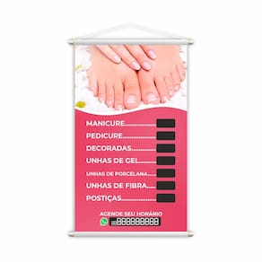 Banner Manicure e Pedicure Unha Art Nail Design 60x40cm
