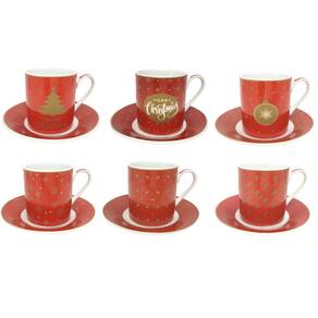 Conjunto de Xícaras e Pires Porcelana Natalina Decor 6 Unidades