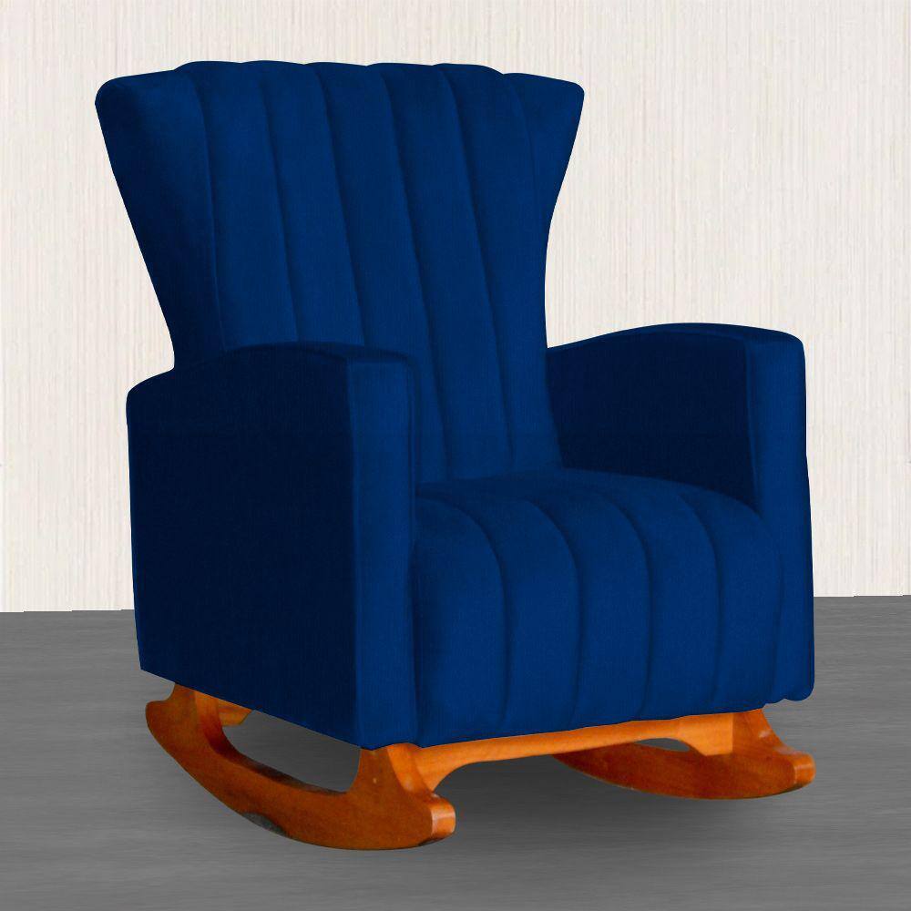 Poltrona Estofada de Balanço Melinda Suede Azul Marinho - LM DECOR