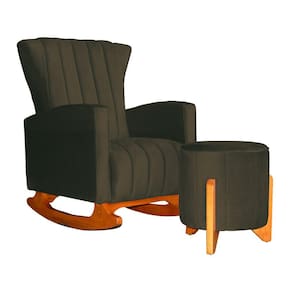 Poltrona Balanço C/ Puff Melinda Suede Marrom - LM DECOR