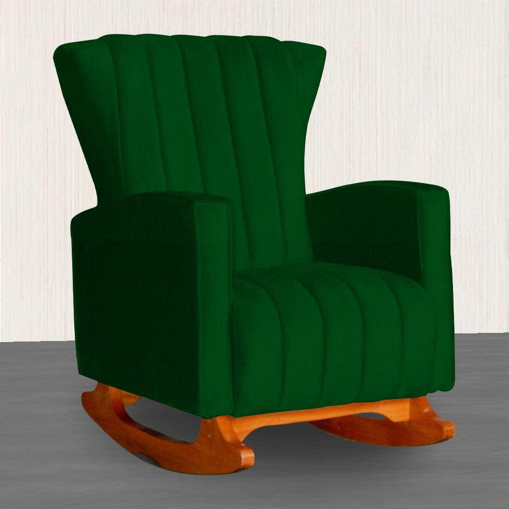 Poltrona Estofada de Balanço Melinda Suede Verde - LM DECOR