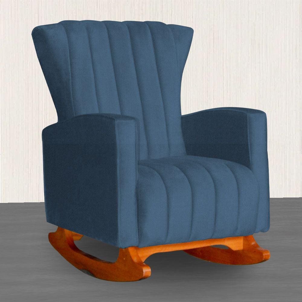 Poltrona Estofada de Balanço Melinda Suede Azul Royal - LM DECOR